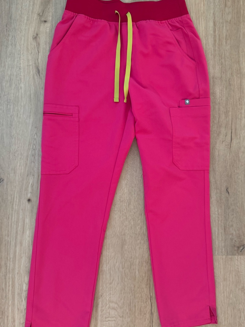 Figs Hot Pink Cargo Straight Scrubs with Drawstring Scrub Pants